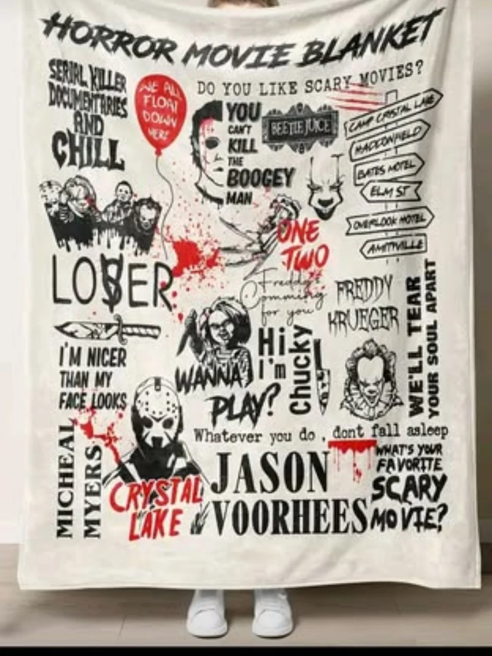 Custom Horror Icons Throw Blankets - Unbranded